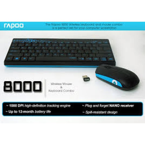 Rapoo 8000 Mini Wireless Keyboard Mouse,...