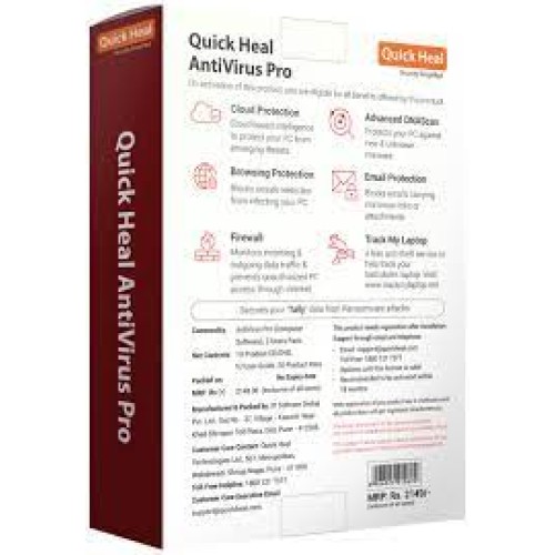 1 User, 3 Year + 2 Year Free, Quick Heal Antivirus Pro