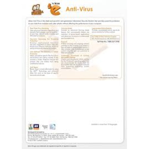 New v22x, 10 User, 1 Year, eScan Anti-Virus Security