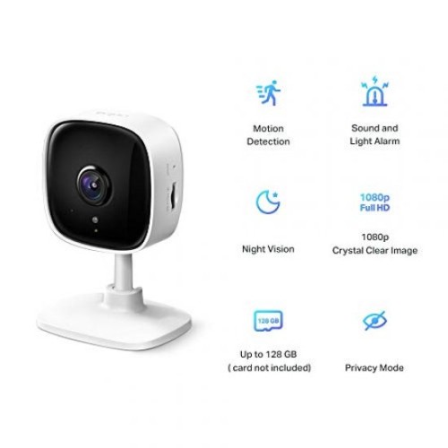 TP-Link Tapo C100 WiFi Spy Security Camera| Night Vision | Works with Alexa and Google, White